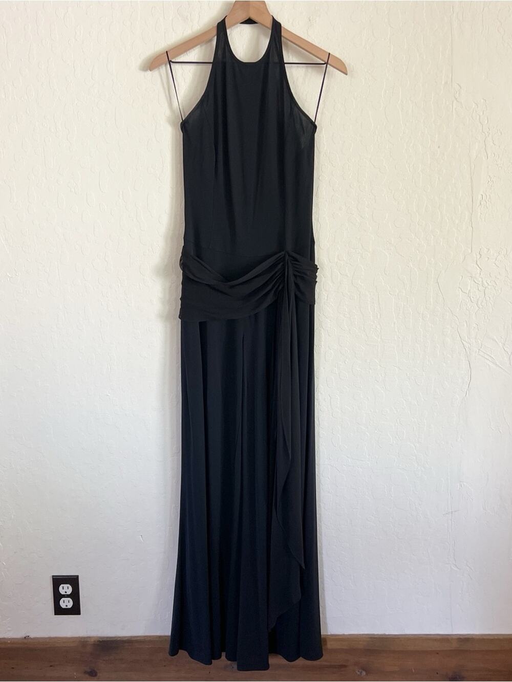 Escada Halter Neck Silk Sash Wide Leg Jumpsuit 36 US 6 Black Evening Cocktail